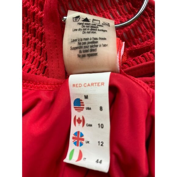 Red Carter Mesh Cutout One-Piece Swimsuit Size Medium US 8 Sexy Bathing Suit Y2K - Picture 5 of 7